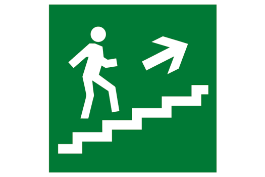 Знак эвакуационный E 15 &quot;Направление к эвакуационному выходу по лестнице вверх&quot; 200х200 мм, пленка самоклеящаяся с фотолюминесцентным покрытием ГОСТ Р 12.4.026 -2001 EKF (100шт)