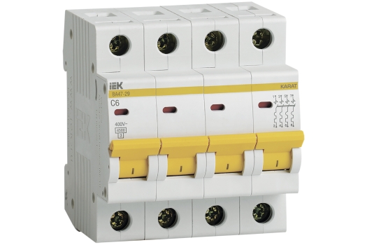 KARAT Автоматический выключатель ВА47-29 4P C 6А 4,5кА IEK