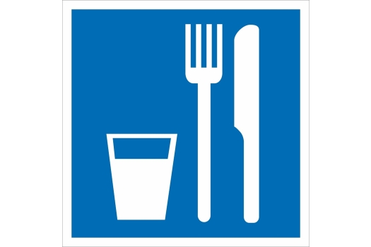 Знак D 01 "Пункт (место) приема пищи" 200х200 мм, пластик ГОСТ Р 12.4.026-2001 EKF (100шт)