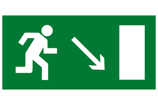 Знак эвакуационный E 07 &quot;Направление к эвакуационному выходу направо вниз&quot; 150х300 мм, пластик с покрытием фотолюминесцентным ГОСТ Р 12.4.026-2001 EKF (100шт)