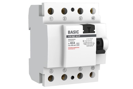 Устройство защитного отключения УЗО ВДТ-40 4P 40А/300мА (электронное) Basic