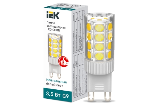 Лампа светодиодная CORN капсула 3,5Вт 230В 4000К керамика G9 IEK