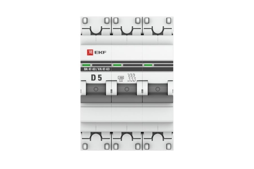 Автоматический выключатель 3P 5А (D) 4,5kA ВА 47-63 EKF PROxima