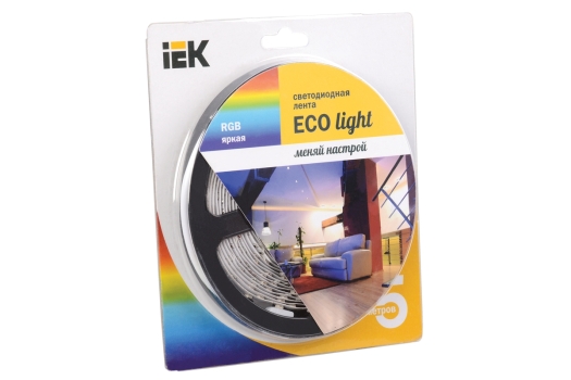 Лента светодиодная 5м блистер LSR-3528RGB54-4.8-IP20-12V IEK-eco