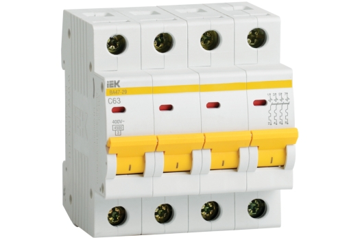 KARAT Автоматический выключатель ВА47-29 4P D 20А 4,5кА IEK