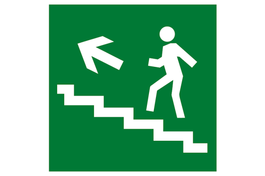 Знак эвакуационный E 16 "Направление к эвакуационному выходу по лестнице вверх" 200х200 мм, пластик ГОСТ Р 12.4.026-2001 EKF (100шт)