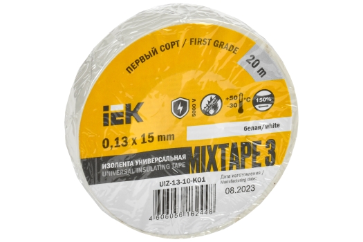 MIXTAPE 3 Изолента 0,13х15мм белая 20м IEK