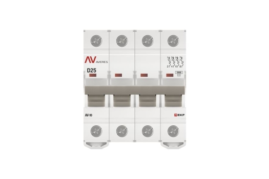 Выключатель автоматический AV-10 4P 25A (D) 10kA EKF AVERES