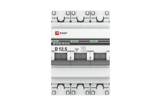 Автоматический выключатель 3P 12,5А (D) 4,5kA ВА 47-63 EKF PROxima
