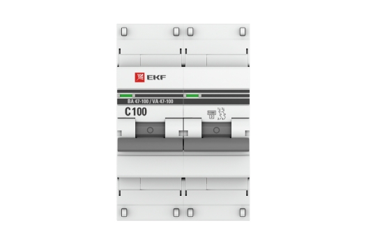 Автоматический выключатель 2P 100А (C) 10kA ВА 47-100 EKF PROxima