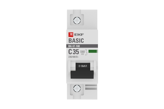 Автоматический выключатель 1P 35А (C) 10kA ВА 47-100 EKF Basic