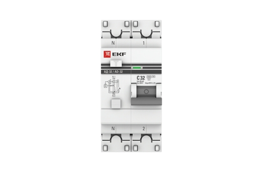 Дифференциальный автомат АД-32 1P+N 32А/30мА (хар. C, AC, электронный, защита 270В) 4,5кА EKF PROxima