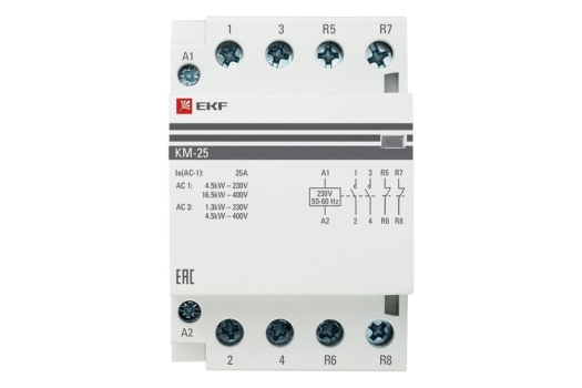 Контактор модульный КМ 25А 2NО+2NC (3 мод.) EKF PROxima