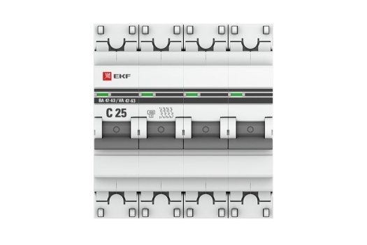 Автоматический выключатель 4P 25А (C) 4,5kA ВА 47-63 EKF PROxima