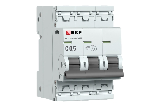 Автоматический выключатель 3P 0,5А (C) 6кА ВА 47-63N EKF PROxima (40шт)