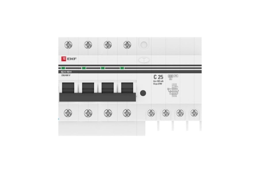 Дифференциальный автомат АД-4 25А/300мА (хар. C, AC, электронный) 4,5кА EKF PROxima