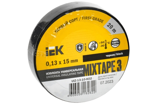 MIXTAPE 3 Изолента 0,13х15мм черная 20м IEK