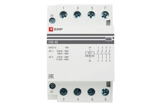 Контактор модульный КМ 40А 4NО (3 мод.) 24В АС EKF PROxima