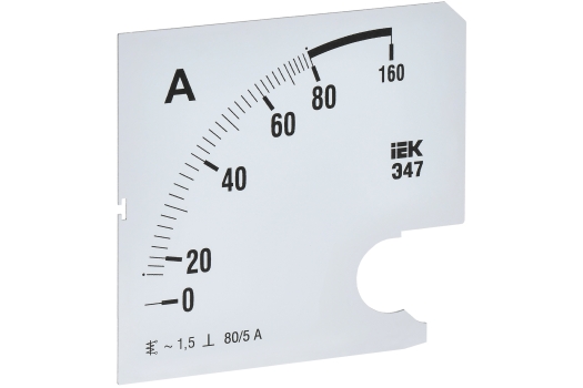 Шкала сменная для амперметра Э47 80/5А класс точности 1,5 96х96мм IEK