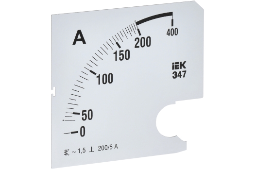Шкала сменная для амперметра Э47 200/5А класс точности 1,5 96х96мм IEK