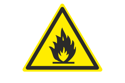 Знак W 01 "Пожароопасно. Легковоспламеняющиеся вещества" 200х200х200 мм, пластик ГОСТ Р 12.4.026-2001 EKF (100шт)