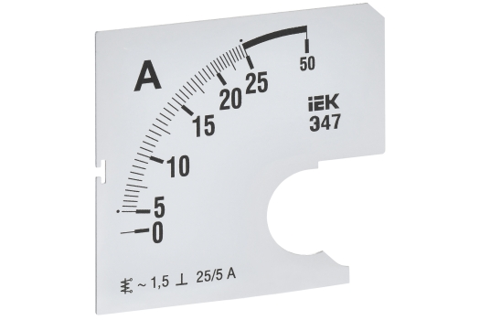 Шкала сменная для амперметра Э47 25/5А класс точности 1,5 72х72мм IEK