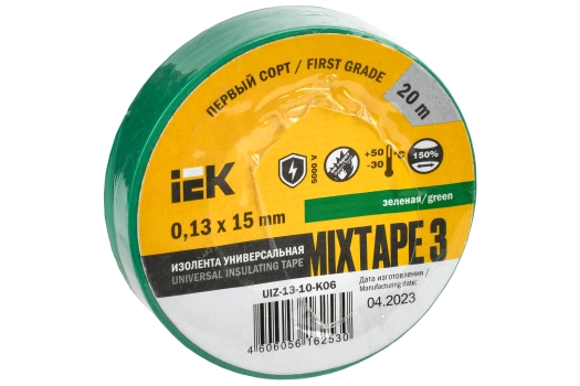 MIXTAPE 3 Изолента 0,13х15мм зеленая 20м IEK