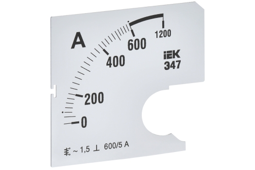 Шкала сменная для амперметра Э47 600/5А класс точности 1,5 72х72мм IEK