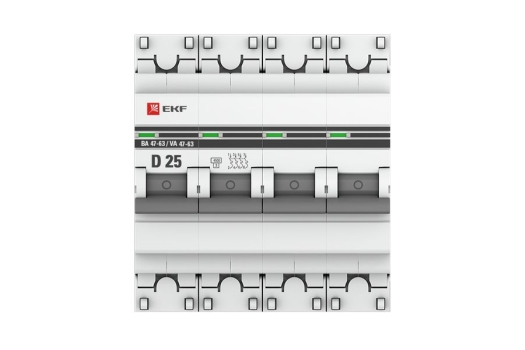Автоматический выключатель 4P 25А (D) 4,5kA ВА 47-63 EKF PROxima
