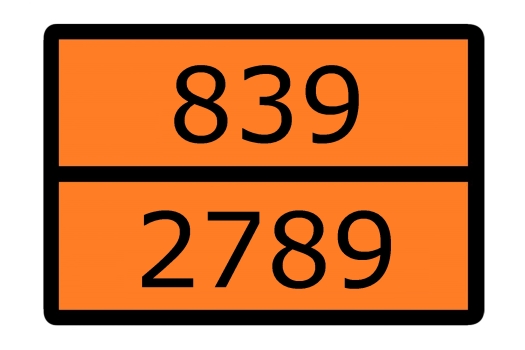 Знак для маркировки опасных грузов "Номер ООН 839/2789" ГОСТ Р 52290-2004 300х400 мм, пленка самоклеящаяся ГОСТ 19433-88 EKF (100шт)
